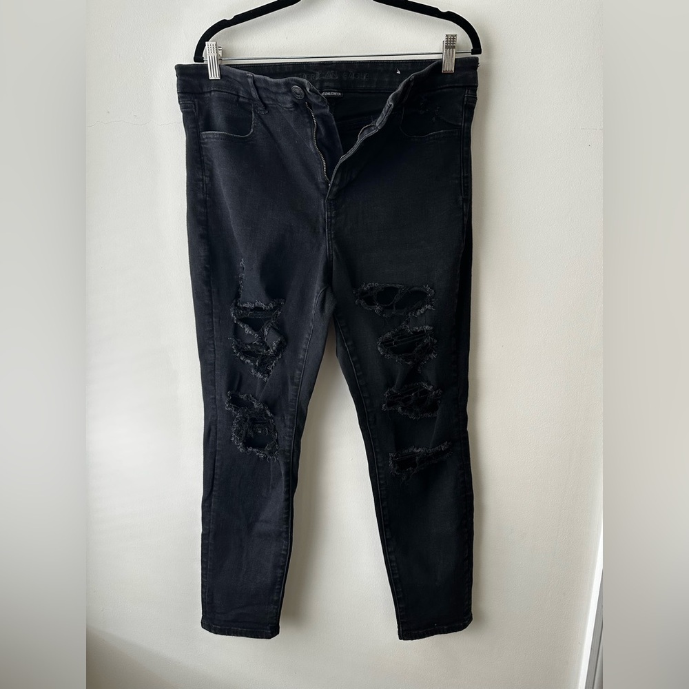 American Eagle Black Distressed Jeans
